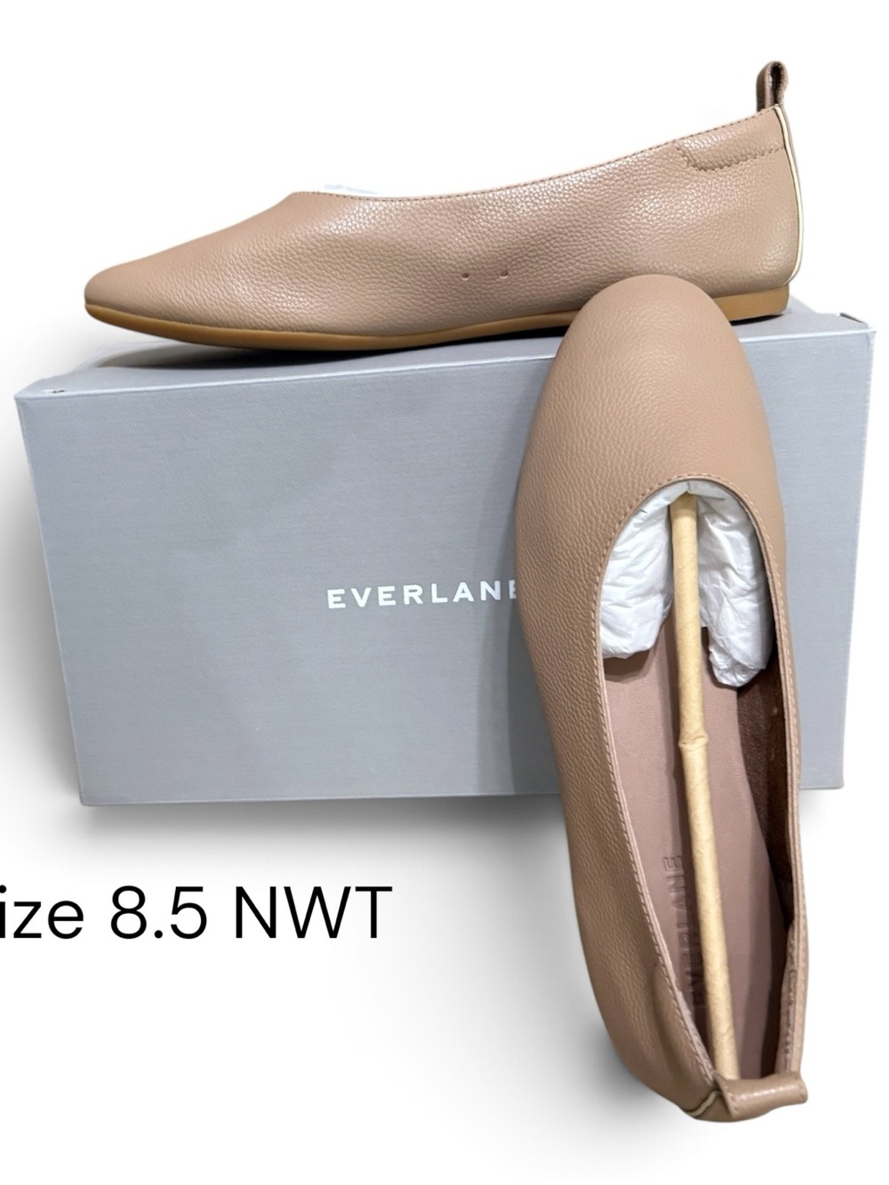 Everlane “The Day Glove” Neutral Tan Leather Ballet Flats 8.5 NIB
